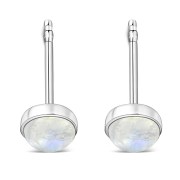 Rainbow Moonstone Round Sterling Silver Stud Earrings, e440st